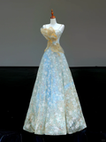 Gorgeous A line Spaghetti Straps Blue Sequin Long Prom Dress Party Dress Graduation Dresses HZ1121