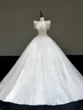 Princess Bridal Gown Ball Gown Scoop Sequin White Beads Wedding Dresses With Sleeves Bridal Gowns HZ1121