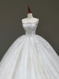 Princess Bridal Gown Ball Gown Strapless Sequin White Beads Wedding Dresses Bridal Gowns HZ1121