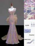 Gorgeous Mermaid Sweetheart Sequin Pink Long Prom Dress Party Dress Graduation Dresses HZ1121
