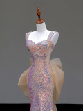 Gorgeous Mermaid Sweetheart Sequin Pink Long Prom Dress Party Dress Graduation Dresses HZ1121
