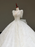 Princess Bridal Gown Ball Gown Scoop Sequin White Beads Wedding Dresses Bridal Gowns HZ1121