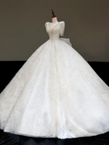Princess Bridal Gown Ball Gown Scoop Sequin White Beads Wedding Dresses Bridal Gowns HZ1121