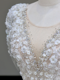 Princess Bridal Gown Ball Gown Scoop Sequin White Beads Wedding Dresses Bridal Gowns HZ1121
