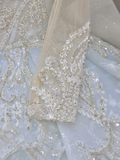 Princess Bridal Gown Ball Gown High Neckline Blue Sequin Beads Wedding Dresses Bridal Gowns HZ1121