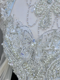 Princess Bridal Gown Ball Gown High Neckline Blue Sequin Beads Wedding Dresses Winter Bridal Gowns HZ1121
