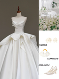 Timeless Bridal Gown Ball Gown Sweetheart White Satin Wedding Dresses Bridal Gowns HZ1121