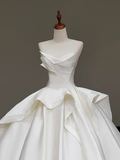 Timeless Bridal Gown Ball Gown Sweetheart White Satin Wedding Dresses Bridal Gowns HZ1121