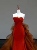 Gorgeous Mermaid Strapless Red Long Prom Dress Party Dress Graduation Dresses HZ1121