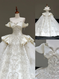 Princess Bridal Gown Ball Gown Off The Shoulder White Sequin Beads Wedding Dresses Winter Bridal Gowns HZ1121