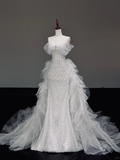 Timeless Bridal Gown Mermaid Sweetheart White Tulle Wedding Dresses Bridal Gowns HZ1121