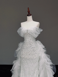 Timeless Bridal Gown Mermaid Sweetheart White Tulle Wedding Dresses Bridal Gowns HZ1121