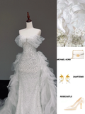 Timeless Bridal Gown Mermaid Sweetheart White Tulle Wedding Dresses Bridal Gowns HZ1121