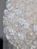 Princess Bridal Gown Ball Gown High Neckline White Sequin Beads Wedding Dresses Winter Bridal Gowns HZ1121