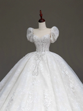 Princess Bridal Gown Ball Gown Sweetheart Lace White Beads Wedding Dresses With Sleeves Bridal Gowns HZ1121