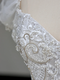 Princess Bridal Gown Ball Gown Sweetheart Lace White Beads Wedding Dresses With Sleeves Bridal Gowns HZ1121