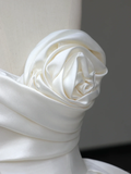 Timeless Bridal Gown Ball Gown Sweetheart White Satin Flower Wedding Dresses Bridal Gowns HZ1121