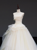 Timeless Bridal Gown Ball Gown Strapless Ivory Tulle Wedding Dresses Bridal Gowns HZ1121