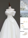 Timeless Bridal Gown Ball Gown Off The Shoulder Satin Long Wedding Dresses Bridal Gowns HZ1121