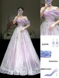 Gorgeous A line Off The Shoulder Lilac Sequin Long Prom Dress Party Dress Graduation Dresses HZ1121