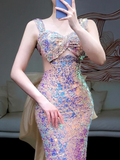 Pretty Mermaid Sweetheart Sequin Pink Long Prom Dress Party Dress Graduation Dresses HZ1121