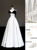 Gorgeous A line Spaghetti Straps White Long Prom Dress Party Dress Graduation Dresses HZ1121