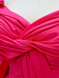 Elegant Glamour Ball Gown Hot Pink Satin Long Prom Dress Party Dress Evening Dresses HZ1121