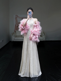 Gorgeous A line Halter Sequin Long Prom Dress Party Dress Graduation Dresses HZ1121