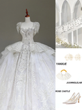 Princess Bridal Gown Ball Gown Square Neckline White Sequin Beads Wedding Dresses Winter Bridal Gowns HZ1121