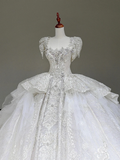 Princess Bridal Gown Ball Gown Square Neckline White Sequin Beads Wedding Dresses Winter Bridal Gowns HZ1121