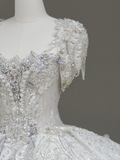Princess Bridal Gown Ball Gown Square Neckline White Sequin Beads Wedding Dresses Winter Bridal Gowns HZ1121