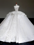 Princess Bridal Gown Ball Gown Strapless White Sequin Beads Wedding Dresses Winter Bridal Gowns HZ1121