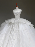 Princess Bridal Gown Ball Gown Strapless White Sequin Beads Wedding Dresses Winter Bridal Gowns HZ1121