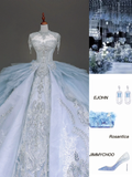 Princess Bridal Gown Ball Gown Strapless Blue Sequin Beads Wedding Dresses Bridal Gowns HZ1121