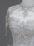 Princess Bridal Gown Ball Gown Strapless Blue Sequin Beads Wedding Dresses Bridal Gowns HZ1121