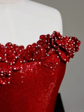 Elegant Glamour Sheath Burgundy Sequin Prom Dress Party Dress Evening Dresses HZ1121