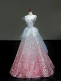 Elegant Glamour Ball Gown Sweetheart Sequin Silver Red Prom Dress Party Dress Evening Dresses HZ1121