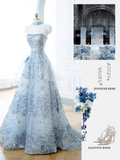 Elegant Glamour Ball Gown Sequin Blue Prom Dress Party Dress Evening Dresses HZ1121
