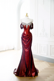 Classy Mermaid Burgundy Sequin Long Evening Gowns Party Dress Evening Dresses HZ1121