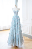 Elegant Glamour Ball Gown Sweetheart Sequin Blue Prom Dress Party Dress Evening Dresses HZ1121