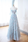 Elegant Glamour Ball Gown Sweetheart Sequin Blue Prom Dress Party Dress Evening Dresses HZ1121