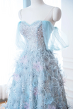 Elegant Glamour Ball Gown Sweetheart Sequin Blue Prom Dress Party Dress Evening Dresses HZ1121