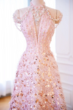 Elegant Glamour Ball Gown Pink Sequin Evening Gowns Party Dress Classy Gowns Evening Dresses HZ1121