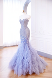Classy Mermaid Lilac Sweetheart Tulle Beads Sequin Long Evening Gowns Party Dress Evening Dresses HZ1121
