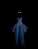 Classy Ball Gown Spaghetti Straps Navy Blue Lace Short Homecoming Dress Summer Hoco Dresses Cocktail Dress HZ1121
