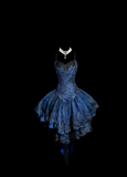 Classy Ball Gown Spaghetti Straps Navy Blue Lace Short Homecoming Dress Summer Hoco Dresses Cocktail Dress HZ1121