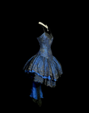 Classy Ball Gown Spaghetti Straps Navy Blue Lace Short Homecoming Dress Summer Hoco Dresses Cocktail Dress HZ1121