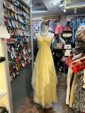 Vintage A line Halter Yellow Long Birthday Dress Party Dress Birthday Outfit HZ1121