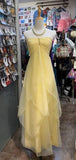 Vintage A line Halter Yellow Long Birthday Dress Party Dress Birthday Outfit HZ1121