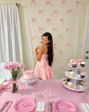 Cute A line Pink Spaghetti Straps Short Summer Lace Birthday Dress Hoco Dress Birthday Outfit 19th Birthday Mini Party Dresses HZ1121